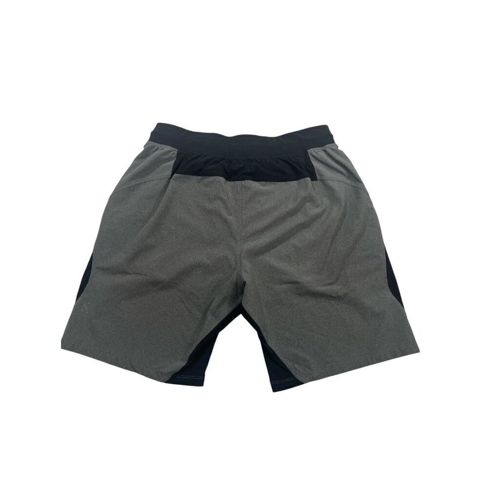 Lululemon Namaste At The Beach Shorts Mens Medium Gray Black Inner Tights Liner - Picture 2 of 3